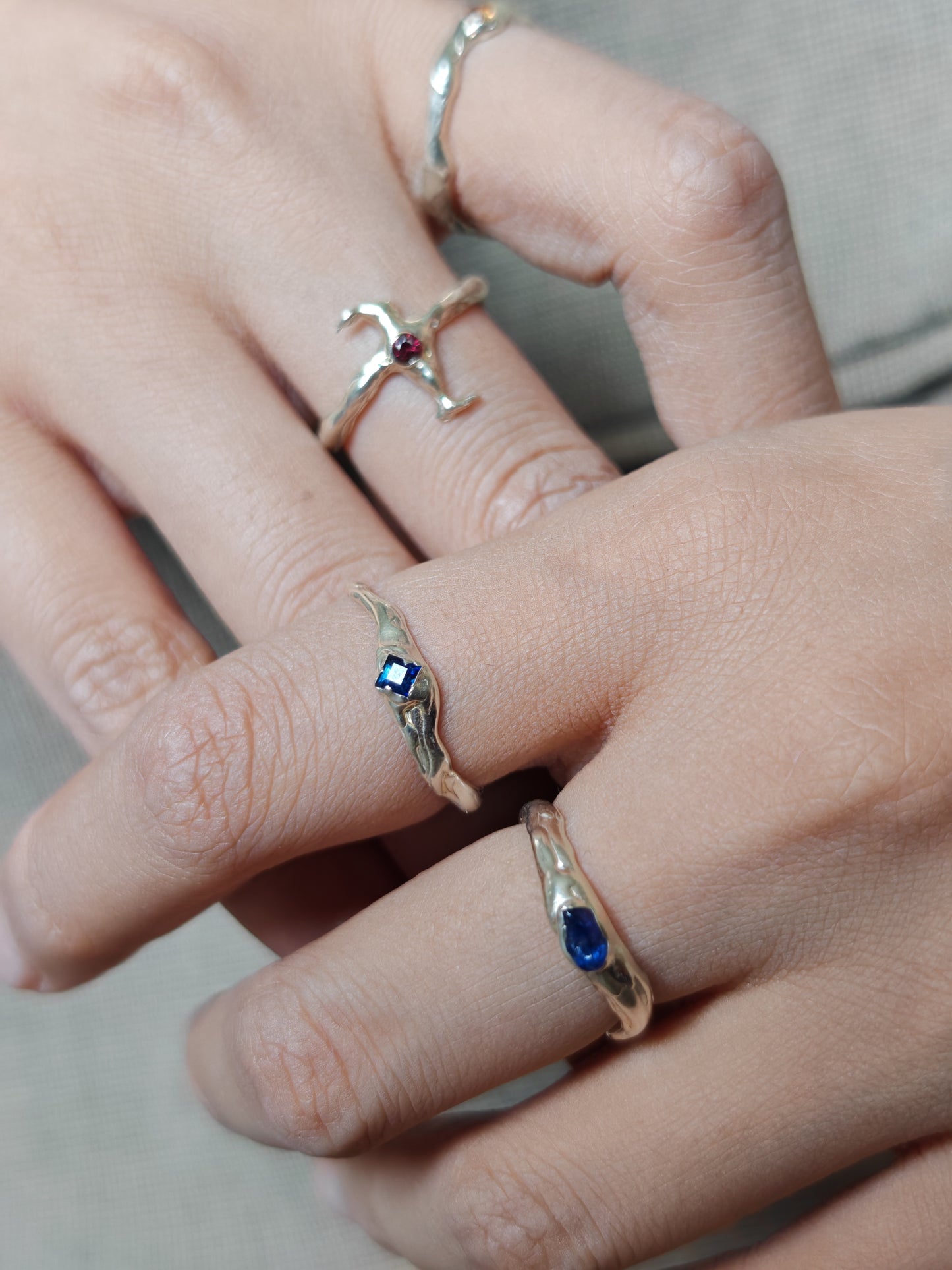 Blue Gem Wave Ring I