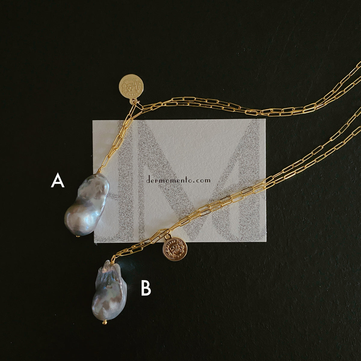 CHARLOTTE baroque pearl necklace with 14K gold-filled paperclip chain