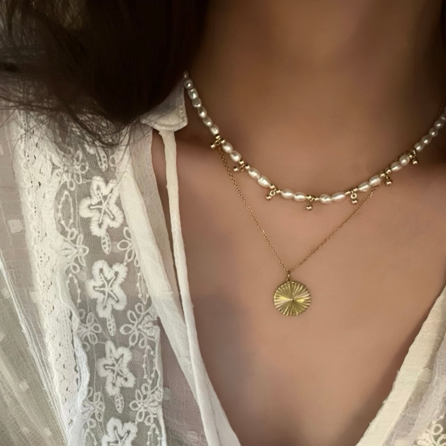 LIVIA Natural Pearl Beaded Necklace