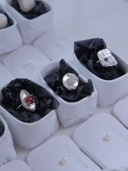 Sculptural Zirconia Sterling Silver Ring