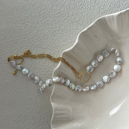 SOFIA Baroque Button Pearl Necklace