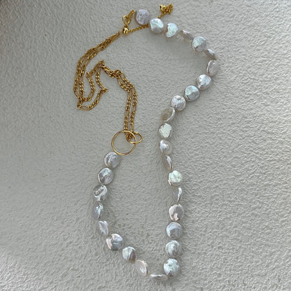 SOFIA Baroque Button Pearl Necklace