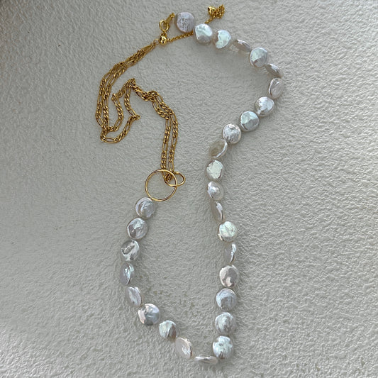 SOFIA Baroque Button Pearl Necklace