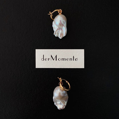 ARIEL baroque pearl hoop earrings in 18K gold vermeil
