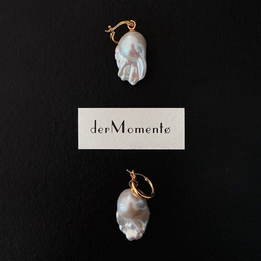 ARIEL baroque pearl hoop earrings in 18K gold vermeil