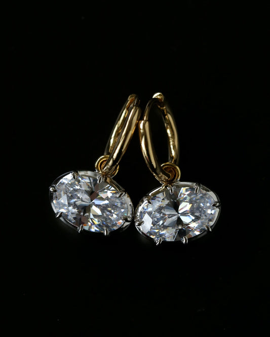 HAILEY Two-Tone Zircon Hoop Earrings