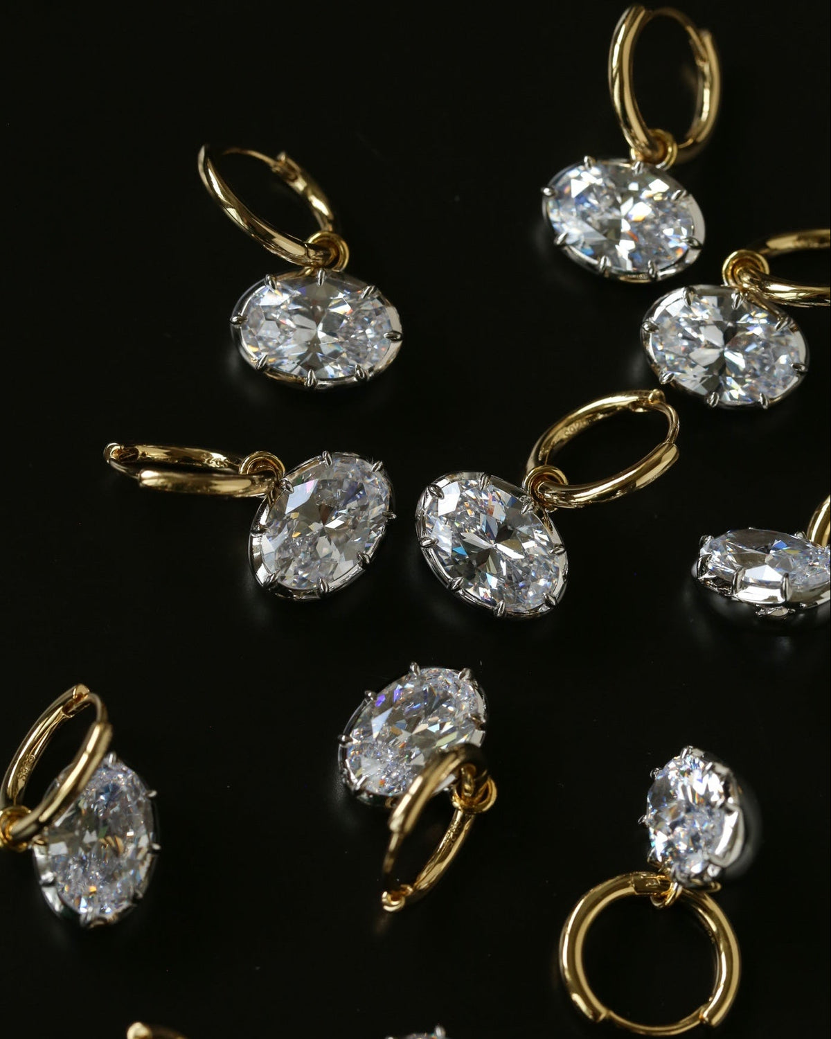 ALBA gold vermeil hoops with silver-tone zircon settings