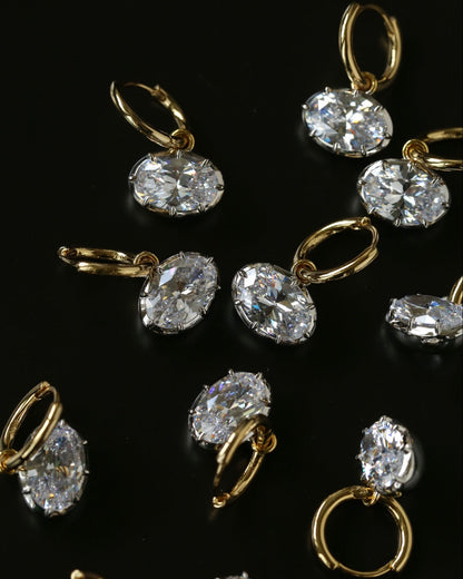 ALBA gold vermeil hoops with silver-tone zircon settings
