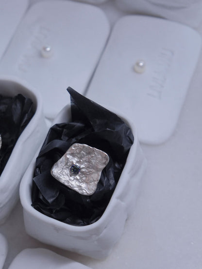 Sculptural Zirconia Sterling Silver Ring