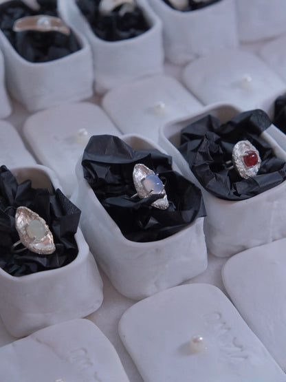 Jade Series | Red Carnelian Sterling Silver Ring