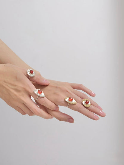 Jade Series | Red Carnelian Sterling Silver Ring