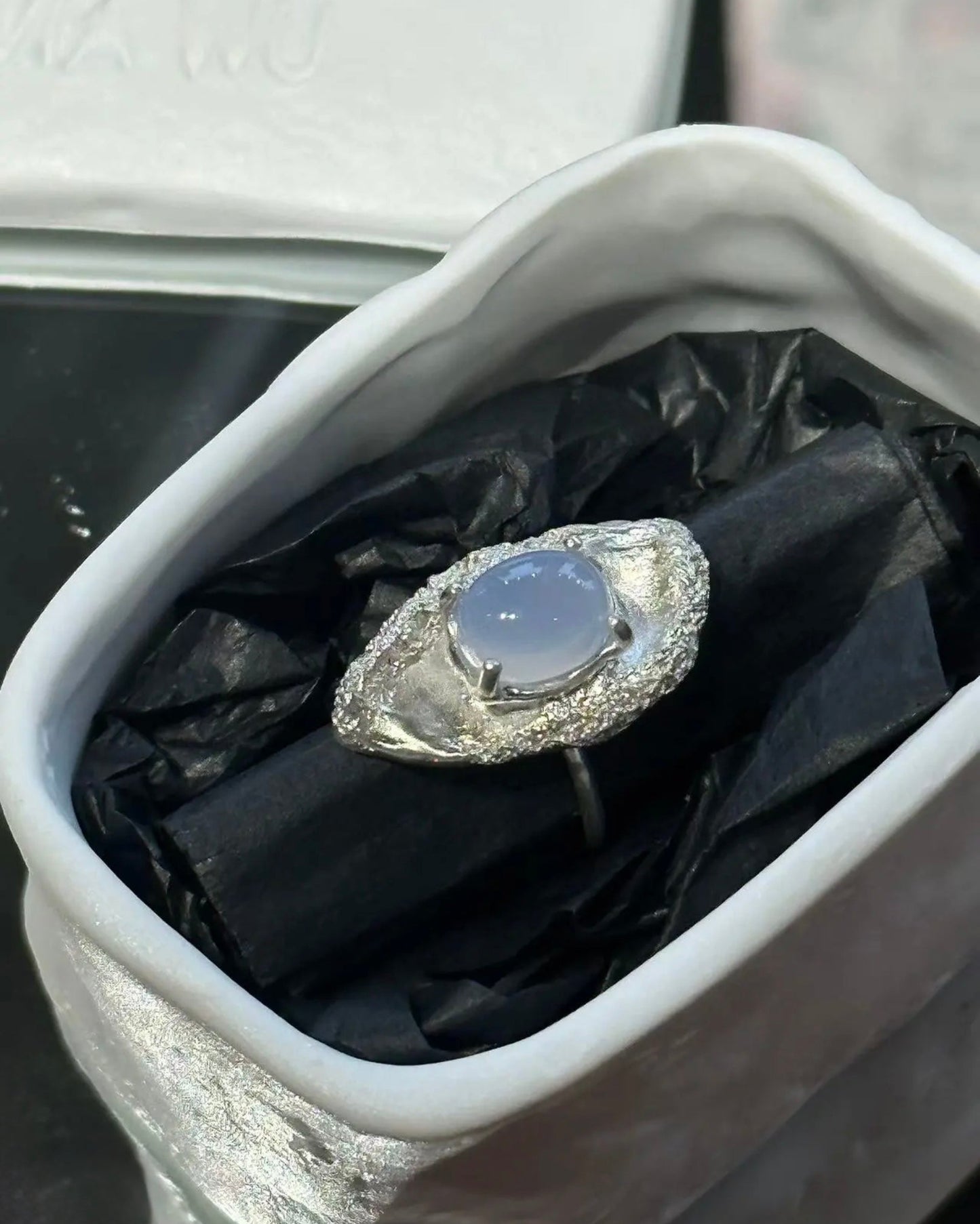 Blue Agate Sterling Silver Ring