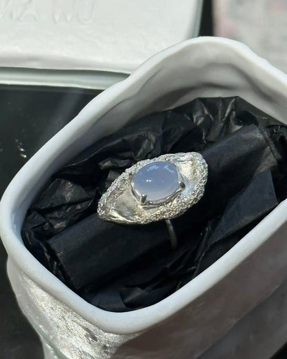Blue Agate Sterling Silver Ring
