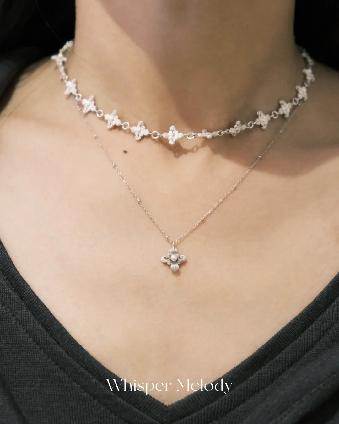 Cross-Petal Pendant Necklace