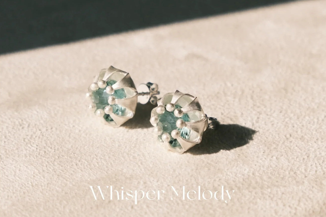 Lantern Green Quartz Stud Earrings
