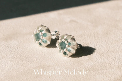 Lantern Green Quartz Stud Earrings