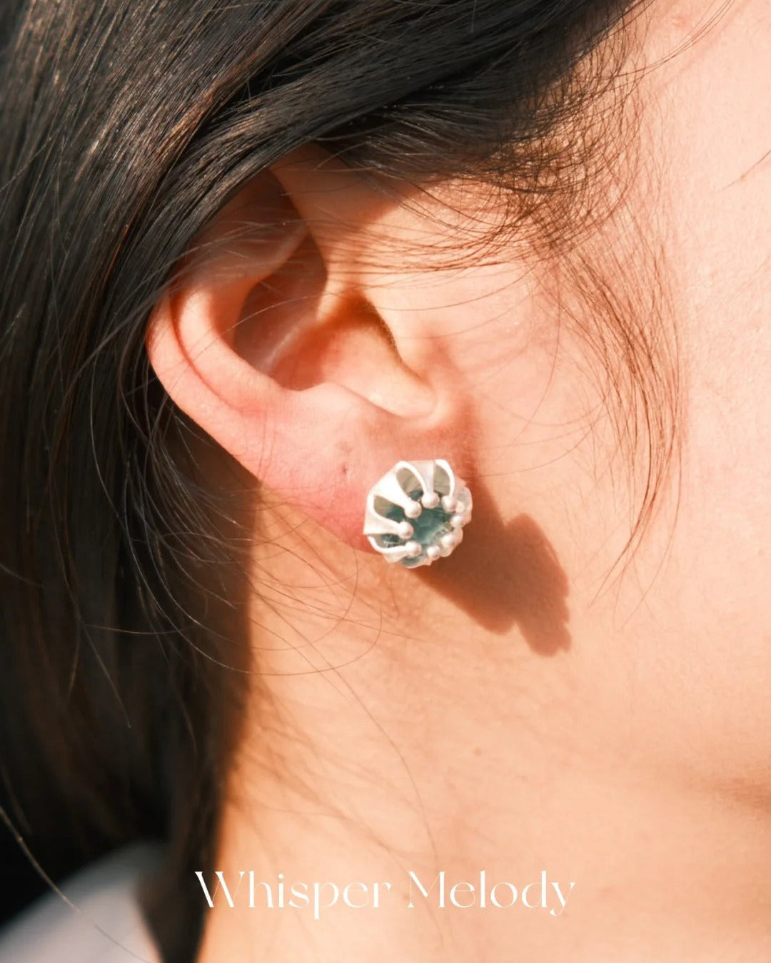 Lantern Green Quartz Stud Earrings