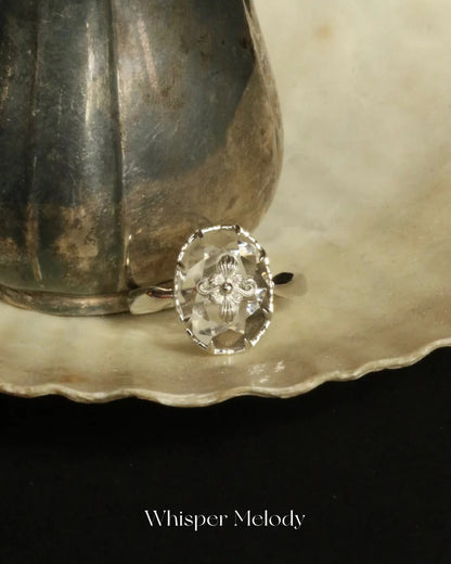 Cross-Petal Crystal Ring