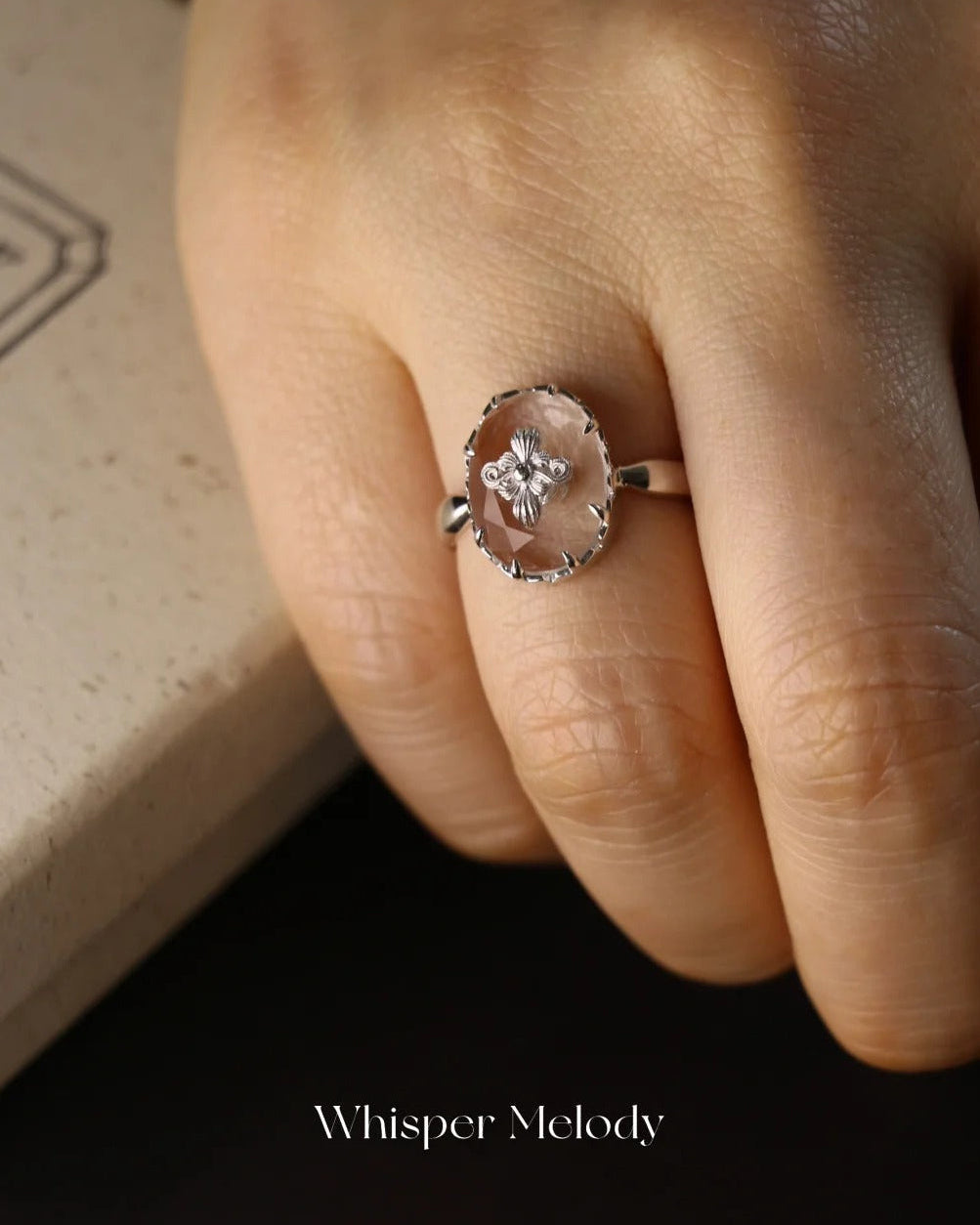 Cross-Petal Crystal Ring