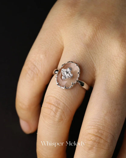 Cross-Petal Crystal Ring