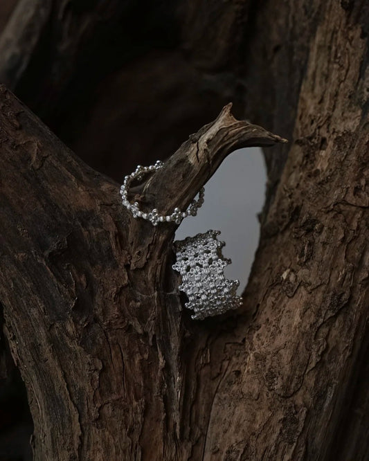 Cross-Petal Wide Ring