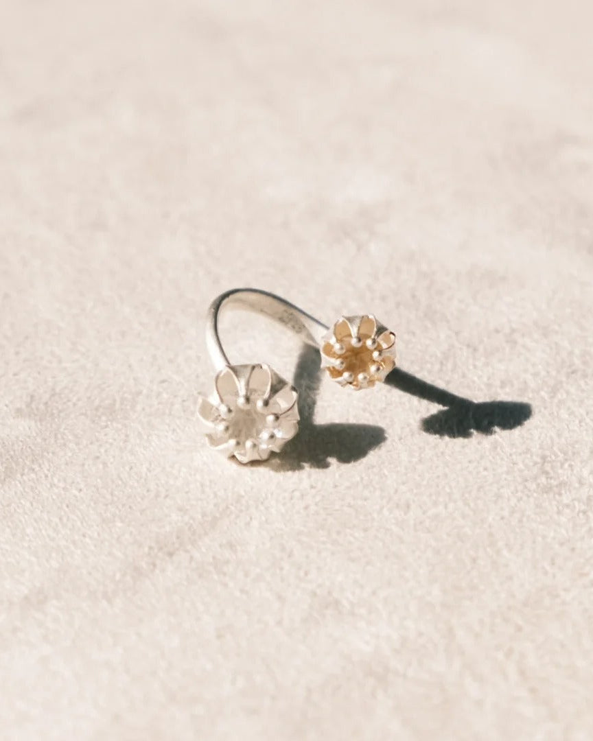 Double Lantern Quartz Open Ring