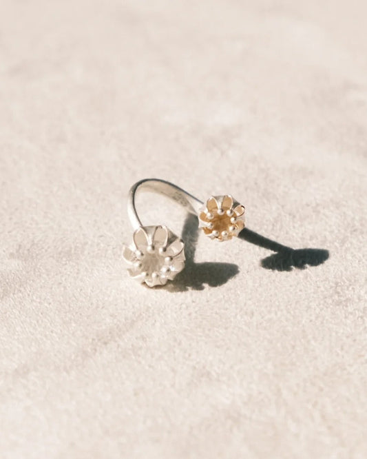 Double Lantern Quartz Open Ring