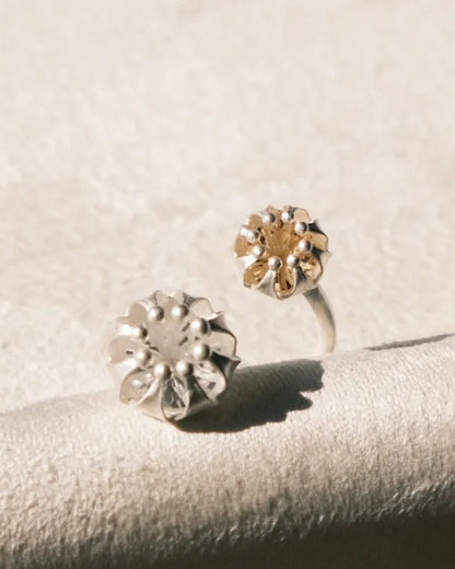 Double Lantern Quartz Open Ring