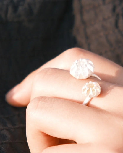 Double Lantern Quartz Open Ring