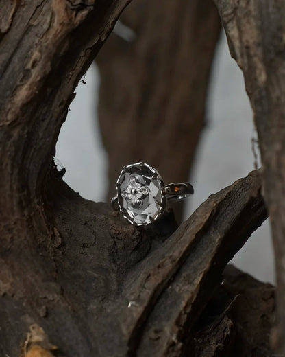 Cross-Petal Crystal Ring