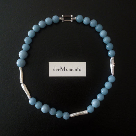 NUVIA Angelite & Baroque Pearl Necklace