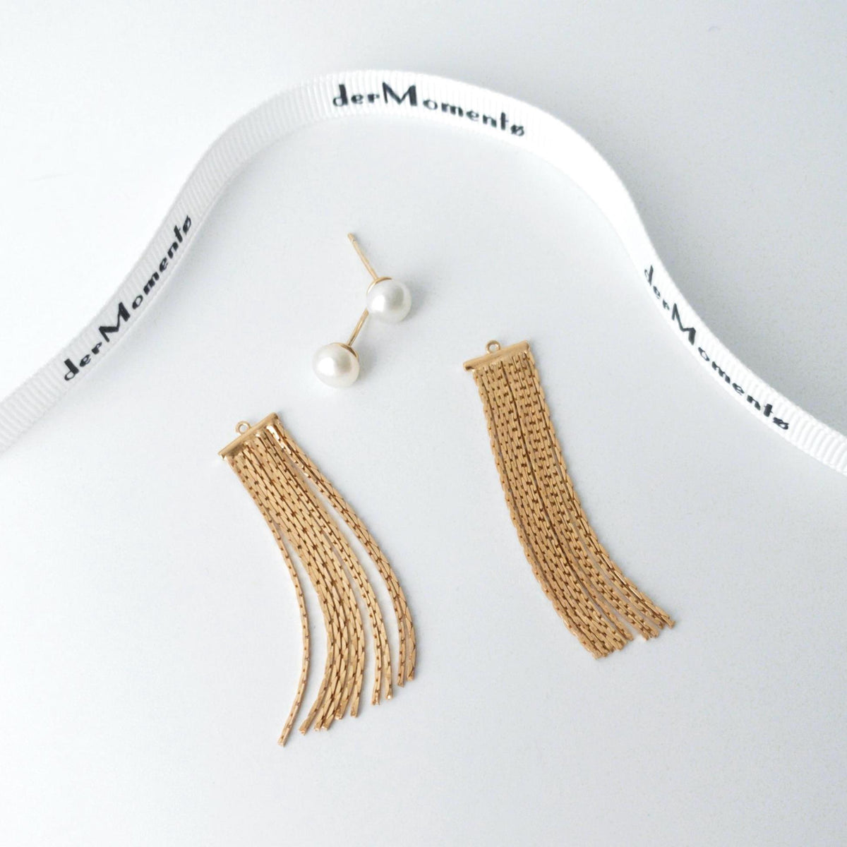THEA two-way pearl earrings with removable chain tassel ear jackets